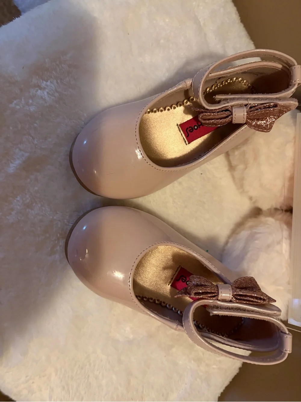 Rachel Shoes Blush Patent Mary Jane Dress Shoes Bow Girls Size 7C